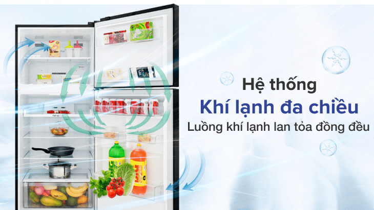Khí lạnh được phân bố đều khắp tủ