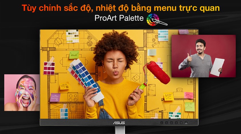 Asus ProArt PA247CV 23.8 inch phối hợp của 2 tính năng ProArt Palette, thang đo ảo QuickFit và công nghệ Low Blue Light đem đến hiệu quả hình ảnh cũng như bảo vệ mắt