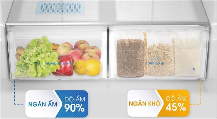 Ngăn HCS được thiết kế riêng biệt, giúp tránh lẫn mùi với các loại thực phẩm khác trong tủ lạnh