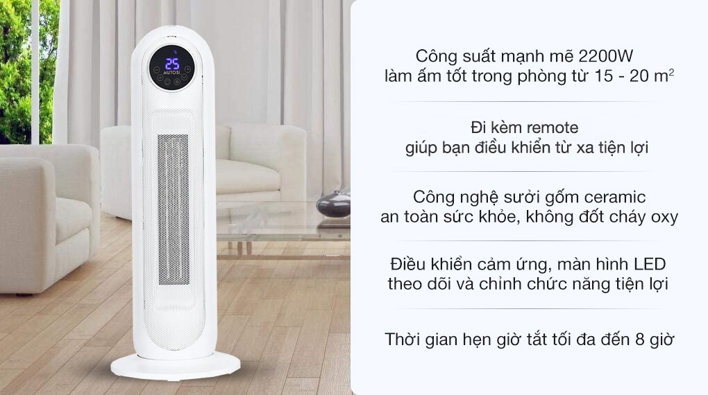 Quạt sưởi gốm ceramic Mutosi MCH-2200