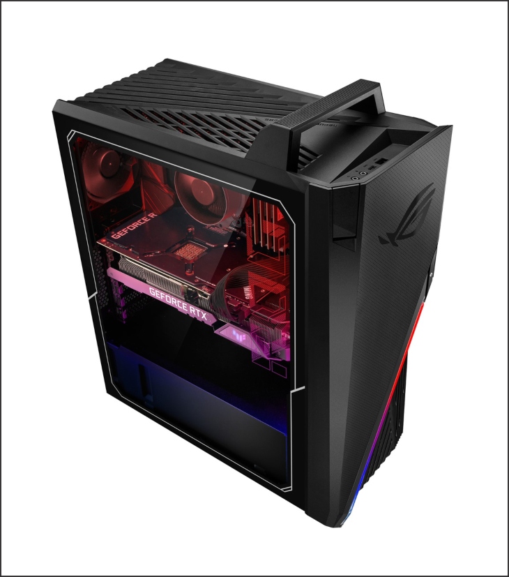 ROG Strix GT15 2022 được trang bị thêm giá đỡ tai nghe và quai cầm tích hợp