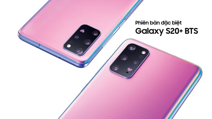 Biểu tượng của nhóm được đặt tinh tế ở mặt lưng, cùng thiết kế trái tim màu tím nổi bật trên cụm camera