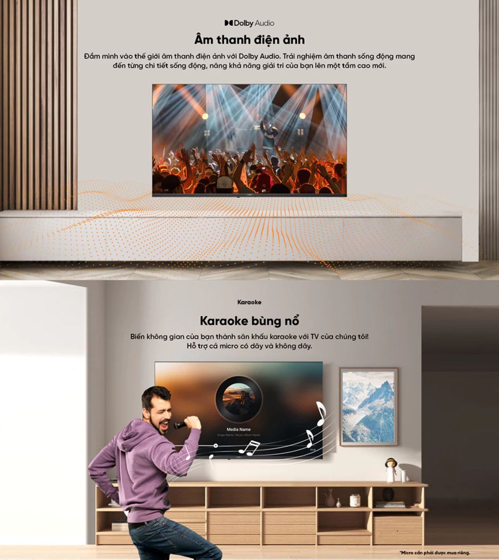 Âm thanh vòm Dolby Audio cho trải nghiệm giải trí, karaoke tại gia sống động