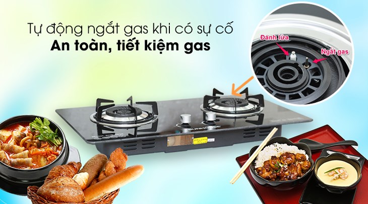 Bếp ga âm Sunhouse SHB-6636 có thể ngắt gas tự động  khi ngọn lửa bị gió thổi tắt hoặc khi nước trào xuống, giúp hạn chế nguy cơ cháy nổ