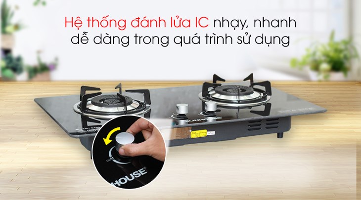 Bếp ga âm Sunhouse SHB-6636 sử dụng hệ thống đánh lửa IC đánh lửa bằng tia lửa điện cực nhanh và nhạy
