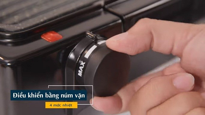 Điều chỉnh nhiệt độ nướng linh hoạt bằng núm vặn trên thân bếp