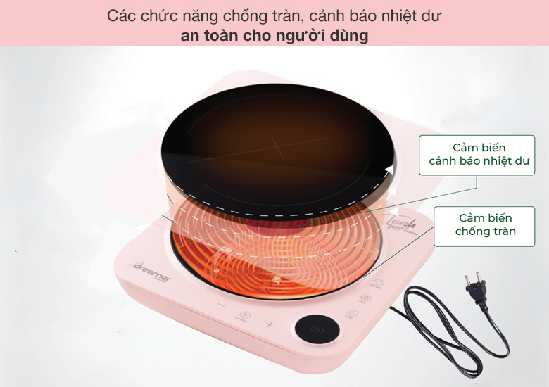 Bếp từ Dreamer trang bị chức năng cảnh báo nhiệt dư