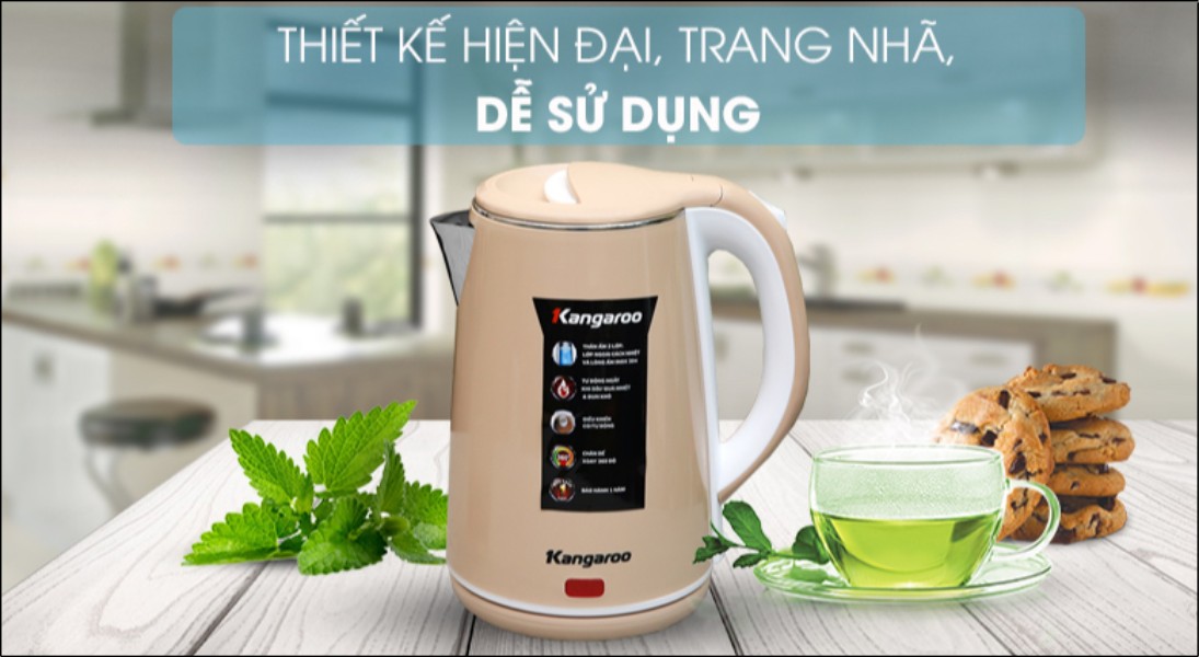 Nhiều sản phẩm bình đun Kangaroo có cấu tạo thân ấm 2 lớp, với lớp ngoài thường bằng nhựa PP hoặc Inox cách nhiệt