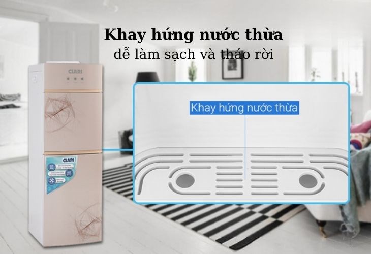 Sản phẩm có khay hứng nước dễ dàng tháo rời cũng như vệ sinh đơn giản