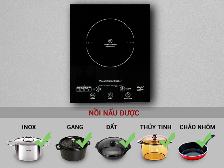 Mặt bếp có thể sử dụng được nhiều loại nồi