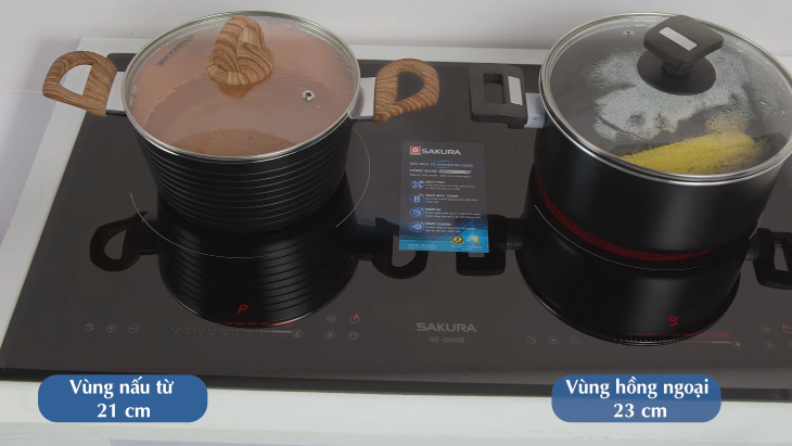 2 vùng nấu độc lập của bếp