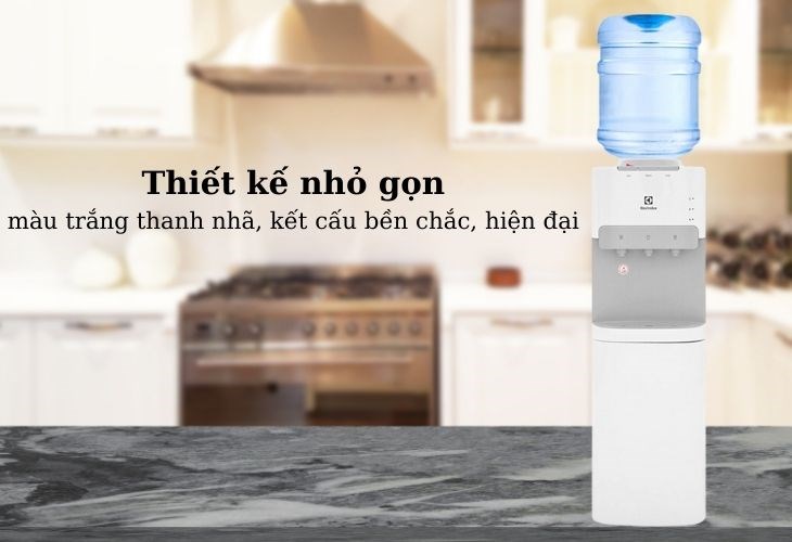 Cây nước nóng lạnh Electrolux EQACF01TXWV 570W có màu trắng thanh nhã, kết cấu bền chắc và hiện đại