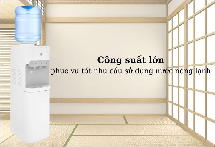 Với công suất 570W, cung cấp đủ nước nóng và nước lạnh nhanh chóng cho cả gia đình sử dụng