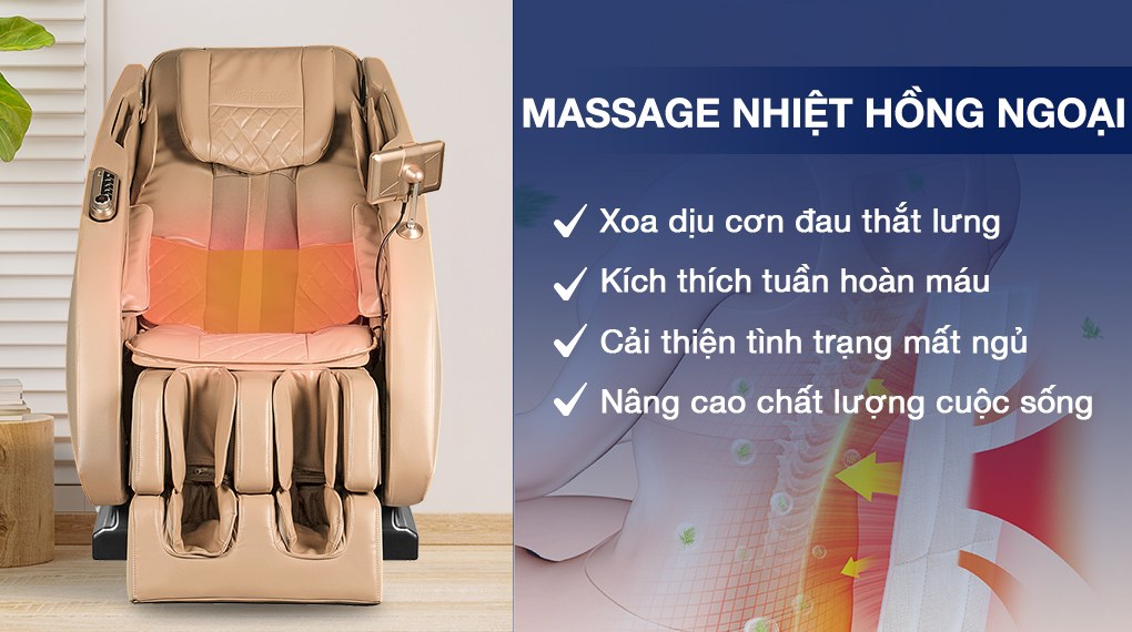 Chức năng massage nhiệt trên ghế massage Makano MKGM-20002 giúp tăng cường sức đề kháng, phù hợp cho người lớn tuổi