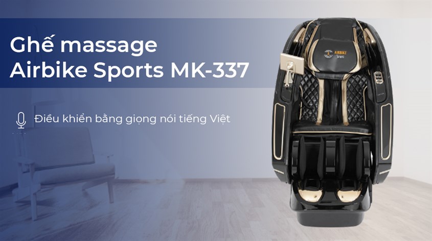 Ghế massage cao cấp Airbike Sports MK-337 sở hữu tính năng điều khiển bằng giọng nói tiện lợi và dễ sử dụng