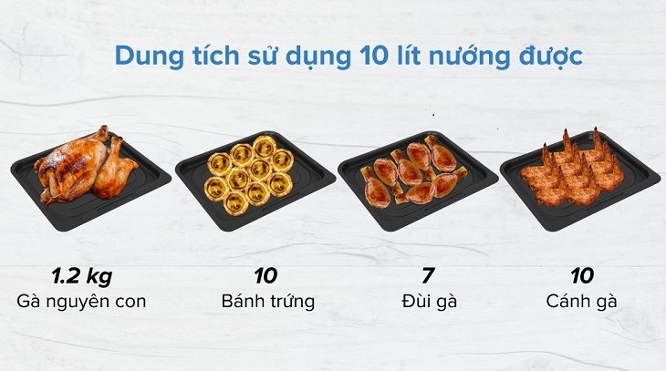 Khoang lò chiên Hawonkoo AFH 100 dung tích 10 lít chứa được nhiều thực phẩm.