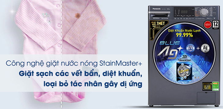 Giặt nước nóng StainMaster+ diệt khuẩn 99.99%