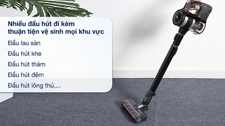 Sản phẩm được trang bị 9 đầu hút khác nhau, cho hiệu quả làm sạch tối ưu