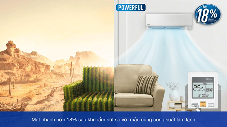 Đánh giá chi tiết máy lạnh Panasonic dòng PU-XKH Inverter tiêu chuẩn - Làm lạnh nhanh hơn 18% nhờ chế độ Powerful