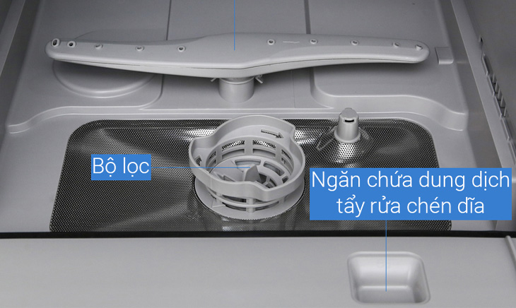 Bộ lọc cặn, ngăn chứa chất rửa