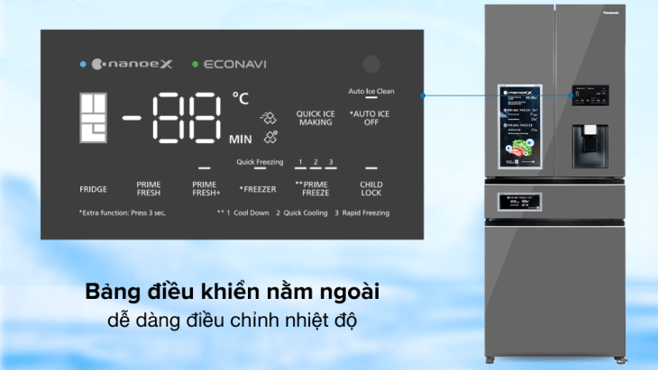 Bảng điều khiển bên ngoài cửa tủ