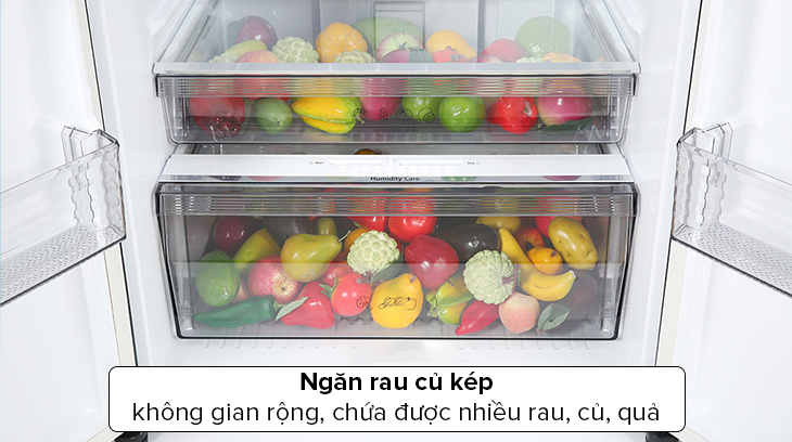 Review chi tiết tủ lạnh Panasonic 550 lít NR-DZ601YGKV - Ngăn rau kép