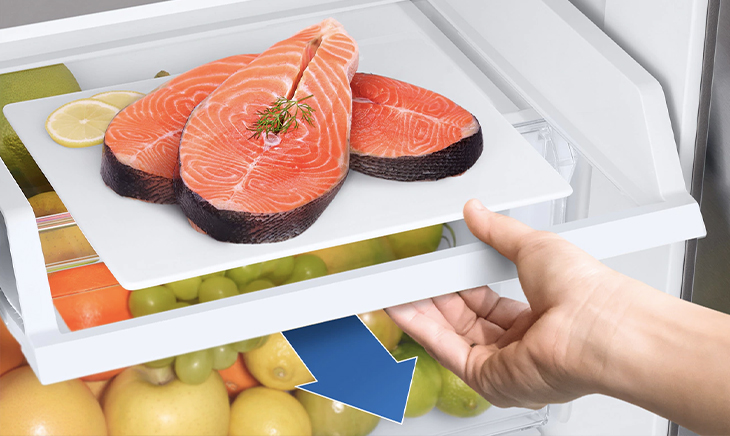 Ngăn Trượt EZ giúp lấy thực ăn bên trong dễ dàng