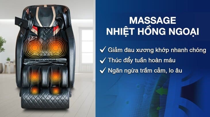Ghế Massage Fuji Luxury FJ 699 giúp giảm đau hiệu quả nhờ công nghệ massage nhiệt