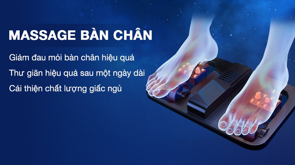 Các con lăn tại bàn chân trên ghế massage Fuji Luxury FJ S600 hỗ trợ làm giảm đau nhức chân hiệu quả
