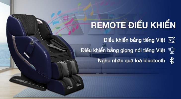 Bất cứ ai cũng có thể sử dụng ghế massage Makano MKGM-10003 nhờ remote tiện lợi cùng tính năng điều khiển bằng giọng nói tiếng Việt thông minh