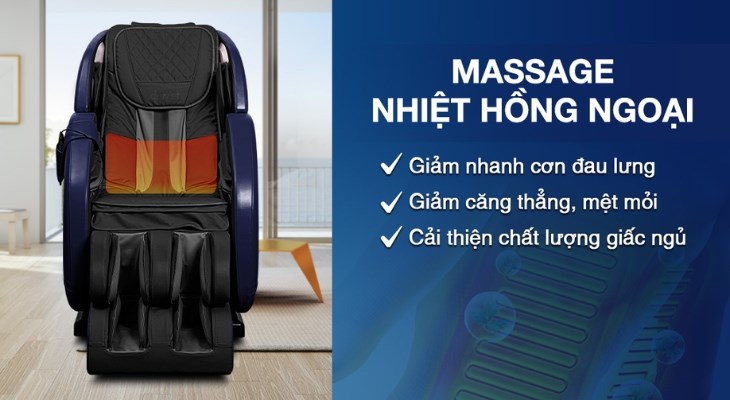 Tính năng massage nhiệt trên ghế massage Makano MKGM-10003 rất hữu ích với những người bị đau thắt lưng hay thường xuyên mất ngủ