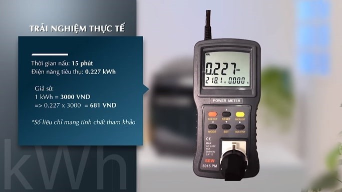 Đo mức tiêu thụ điện năng tiết kiệm của lò chiên Hafele
