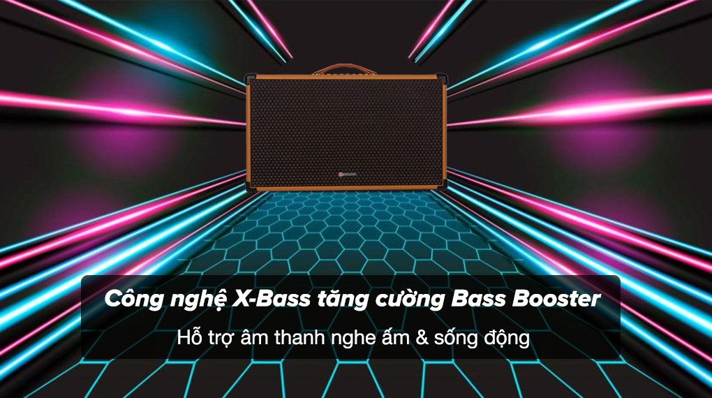 Loa karaoke xách tay Sumico BT-S82 có công nghệ X-Bass tăng cường Bass Booster giúp giai điệu bài hát nghe ấm và sinh động