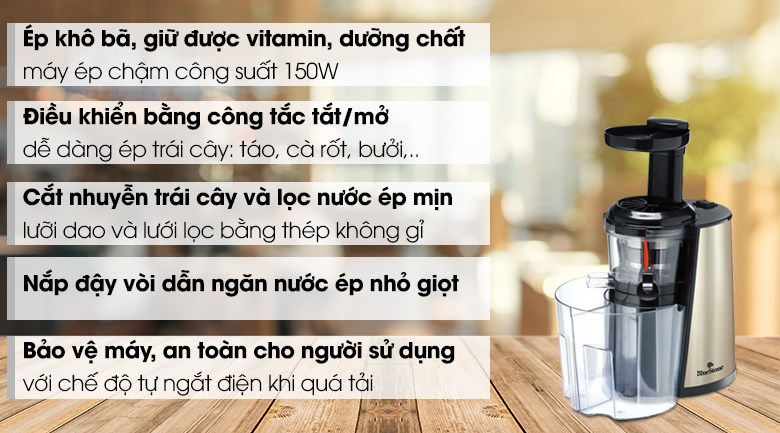 Tính năng đa dạng của máy ép chậm Bluestone