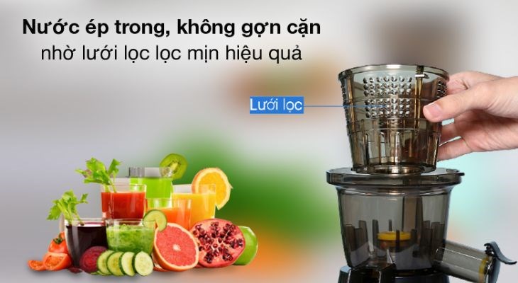 Máy ép trái cây Ferroli có lưới lọc mịn lọc hiệu quả bã và cặn nguyên liệu