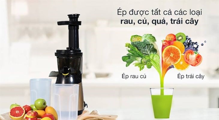 Trang bị động cơ DC mang lại hiệu suất ép cao, ép được mọi loại rau quả