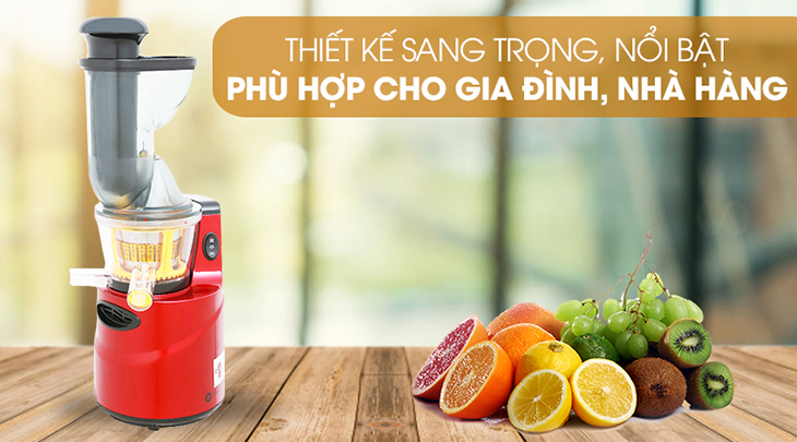 Máy ép chậm Mishio MK60 sở hữu thiết kế sang trọng, nổi bật phù hợp cho gia đình, nhà hàng