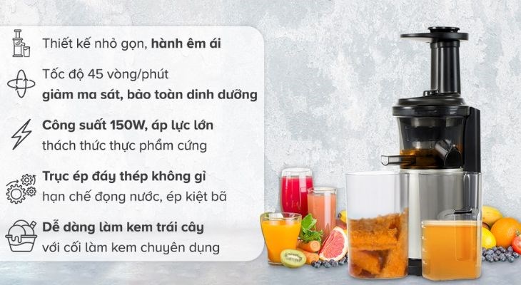 Máy ép chậm Panasonic MJ-L500SRA sở hữu ngoại hình nhỏ gọn