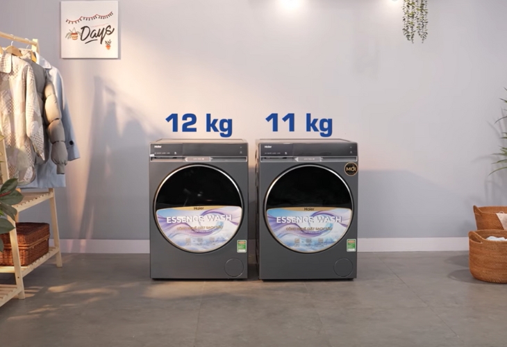 Sản phẩm có 2 dòng bao gồm khối lượng giặt 11 kg và 12 kg, phù hợp với gia đình có nhiều thành viên
