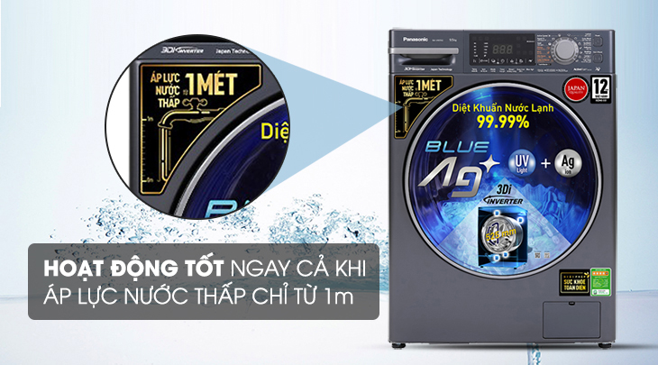 Giặt áp lực nước thấp 1 mét
