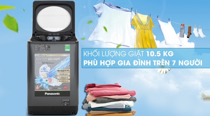 Khối lượng giặt của Panasonic Inverter NA-FD10VR1BV sở hữu đến 10.5kg