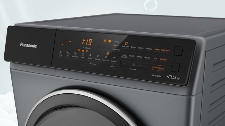 Bảng điều khiển cảm ứng của máy giặt Panasonic cửa trước dòng FC model