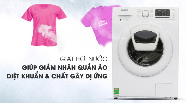 Giặt hơi nước - Máy giặt Samsung Inverter 9 kg WW90K52E0WW/SV
