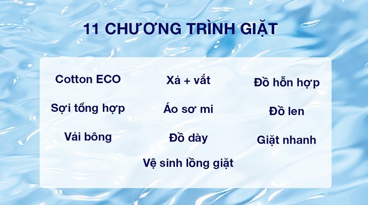 11 chương trình giặt đa dạng trên các dòng máy giặt cửa ngang Sharp năm 2023