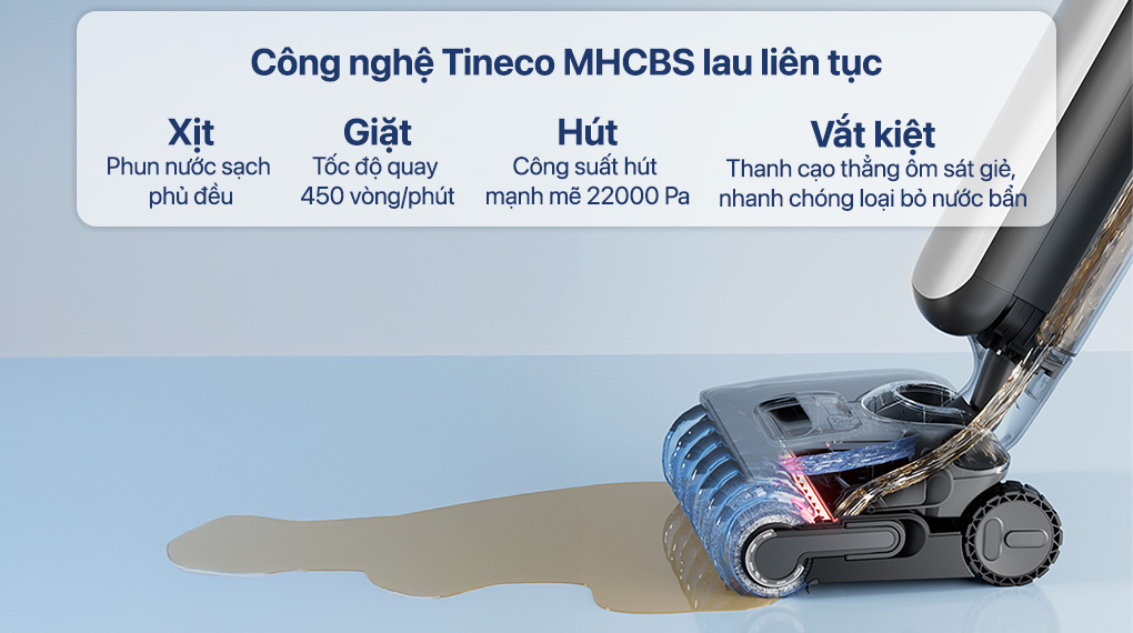 Công nghệ Tineco MHCBS giúp máy làm sạch sàn nhà hiệu quả