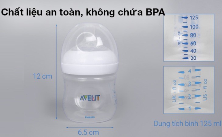 Bình sữa được làm từ nhựa cao cấp, không chứa BPA, an toàn cho sức khỏe em bé