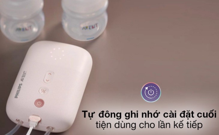 Máy hút sữa điện đôi Philips Avent Eureka SCF393.11 có khả năng ghi nhớ cài đặt cuối, giúp tiết kiệm tối đa thời gian lấy sữa cho lần sau