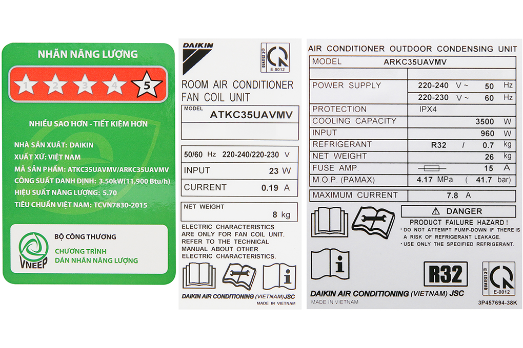ATKC35UAVMV được chứng nhận tem năng lượng 5 sao