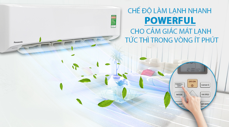 Máy lạnh Daikin ATKC35UAVMV có tính năng làm lạnh nhanh Powerful cho cảm giác mát lạnh tức thì, không phải chờ đợi lâu.
