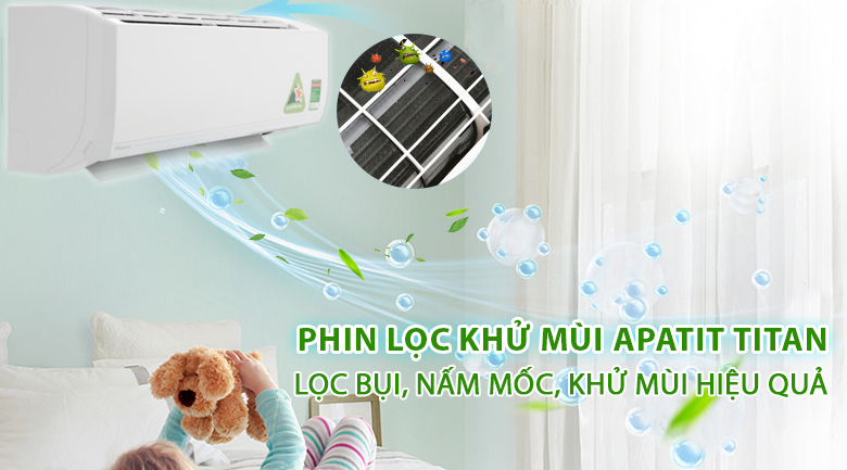Phin lọc Apatit Titan - Máy lạnh Daikin Inverter 1.5 HP ATKC35UAVMV